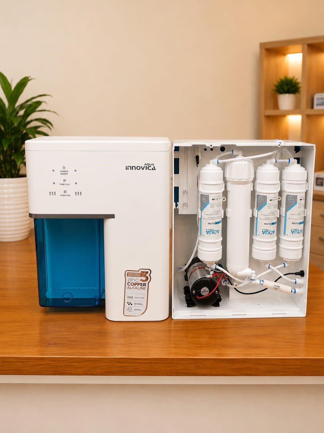 Aqua Innovica RO purifier with internal filtration components